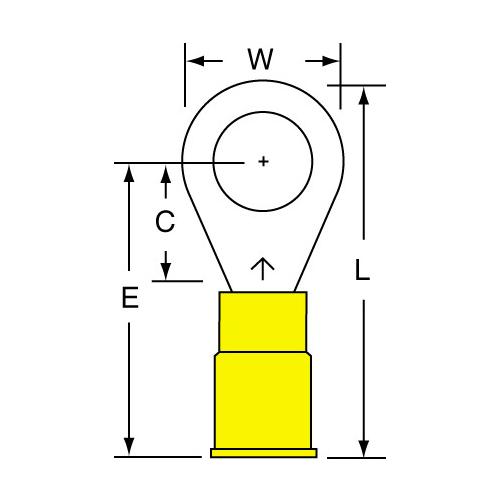 RING LUG 10AWG BRASS 1/4IN RING 600V