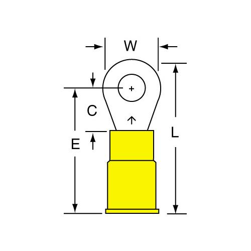 RING LUG 10AWG BRASS 1/4IN RING 600V