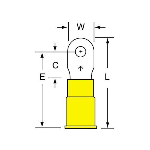 RING LUG 10AWG BRASS 1/4IN RING 600V