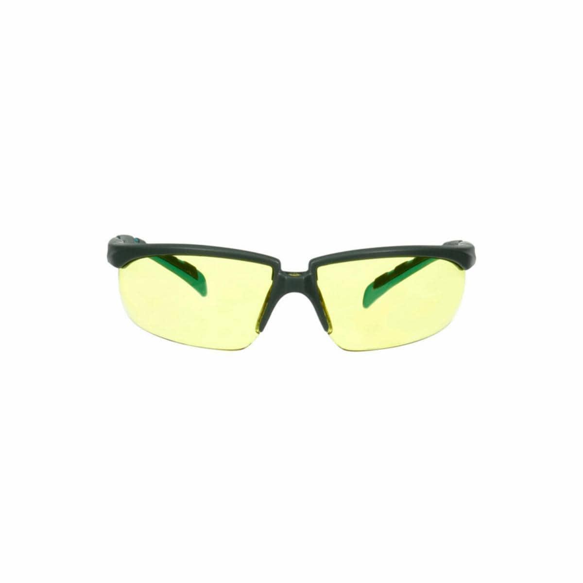 Solus™ 7100203164 Safety Glass, Anti-Scratch/Anti-Fog, Amber Lens, Half-Frame Frame, Gray/Teal, Plastic Frame, Polycarbonate Lens, ANSI Z87.1-2015