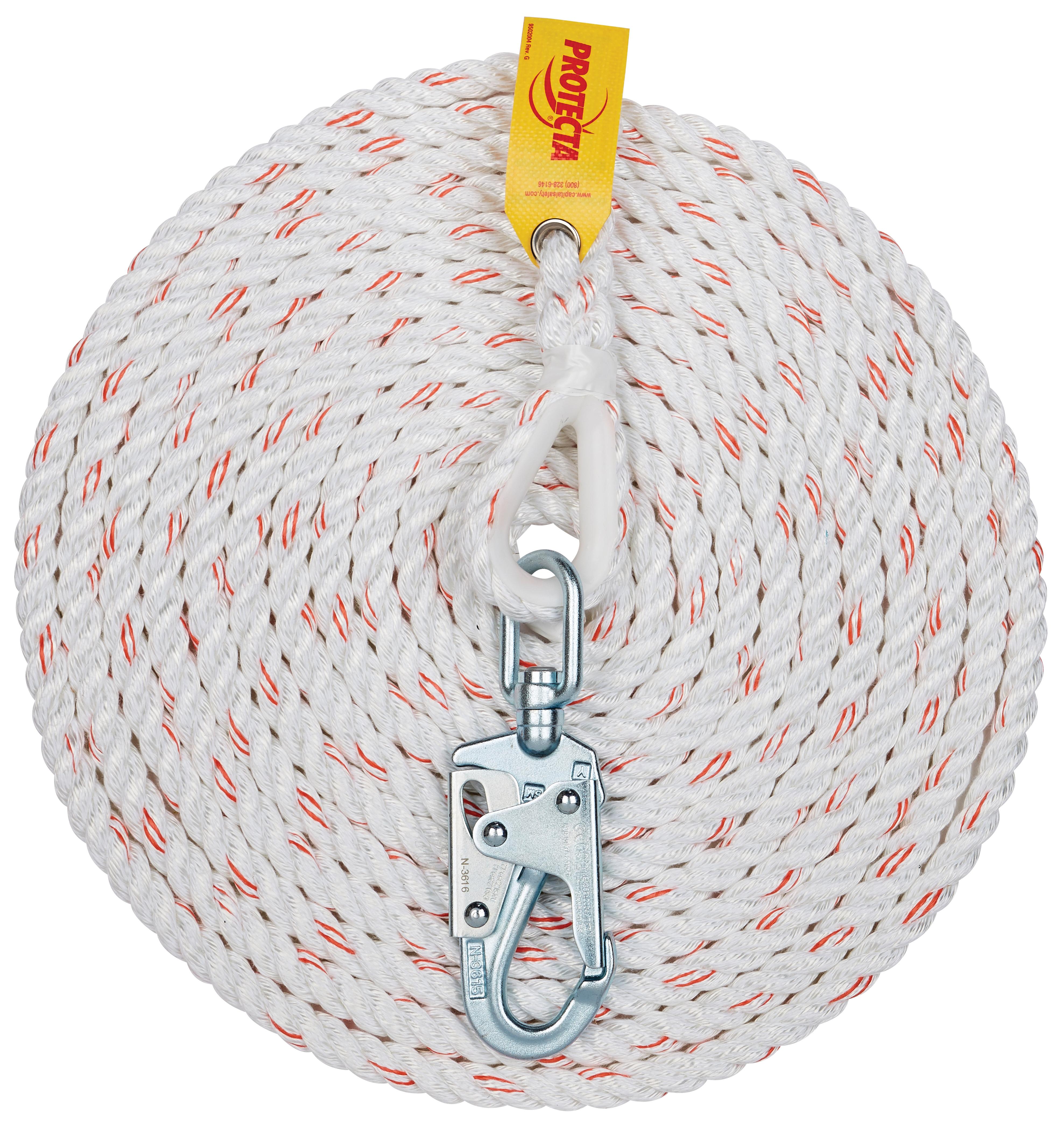 3M Protecta Fall Protection 7012529203 Rope Lifeline, 310 lb Load, 75 ft L, ANSI Z359.1, OSHA 1910.66, OSHA 1926.502
