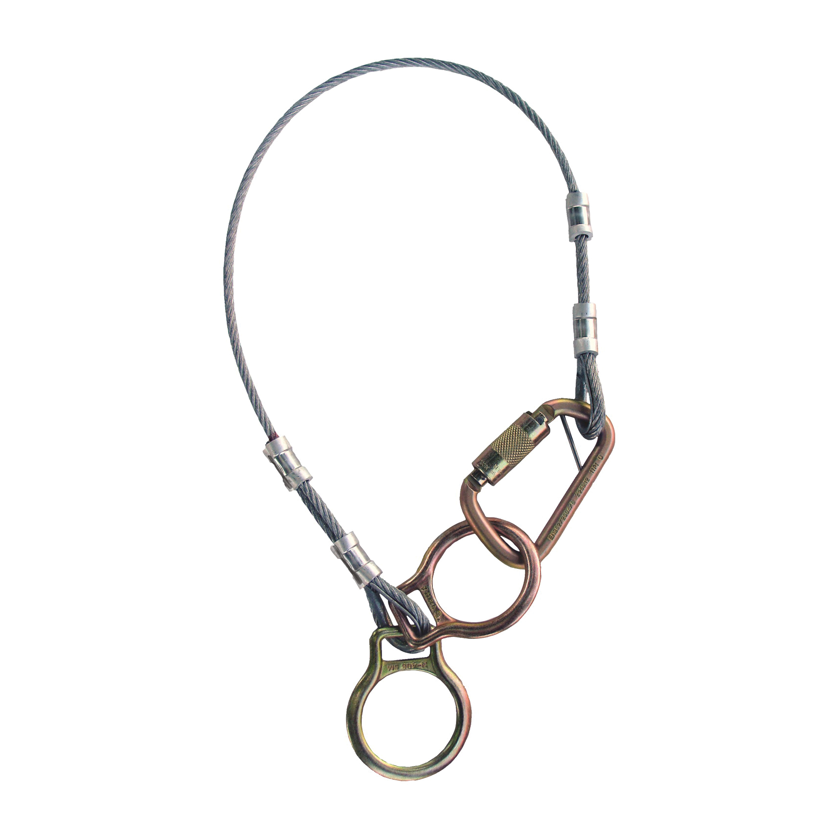 3M Protecta Fall Protection 7100227208 Reusable Cable TieOff Adapter, 1/4 in Dia x 3 ft L, Steel, Silver