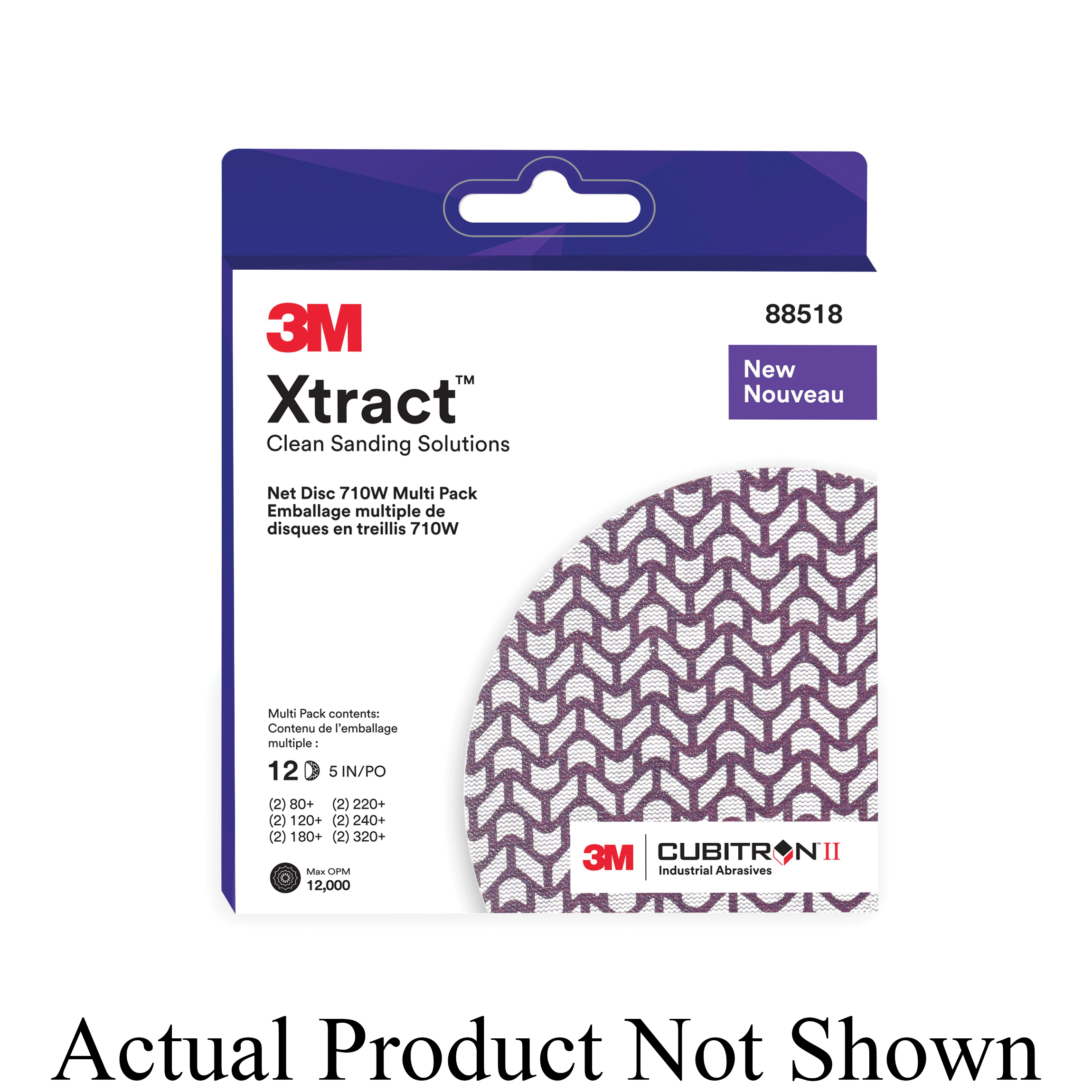 3M Xtract™ Cubitron™ II 7100250919 710W Net Disc, 5 in Dia Disc, 80+, 120+, 180+, 220+, 240+, 320+ Grit, Precision Shaped Ceramic Abrasive, Net Backing