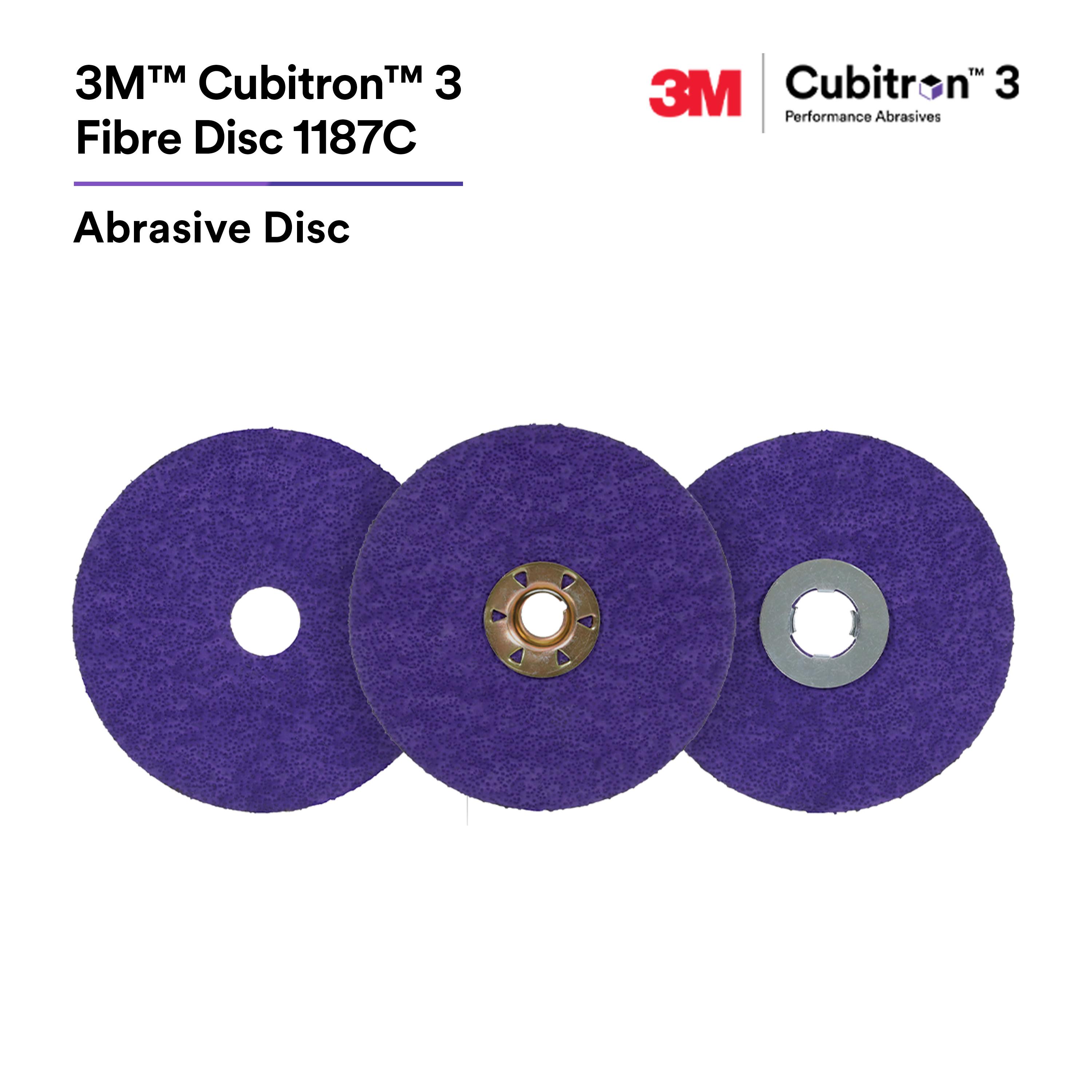 Cubitron™ 3 7100310731 1187C Disc, 5 in Dia Disc, 36+ Grit, Precision Shaped Ceramic Abrasive, TN Attachment