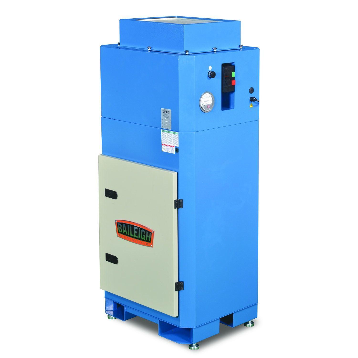 Baileigh BA9-1017633 Heavy Duty Metal Dust Collector, 1100 cfm Flow Rate, 2 Filters, 1.5 hp, Import