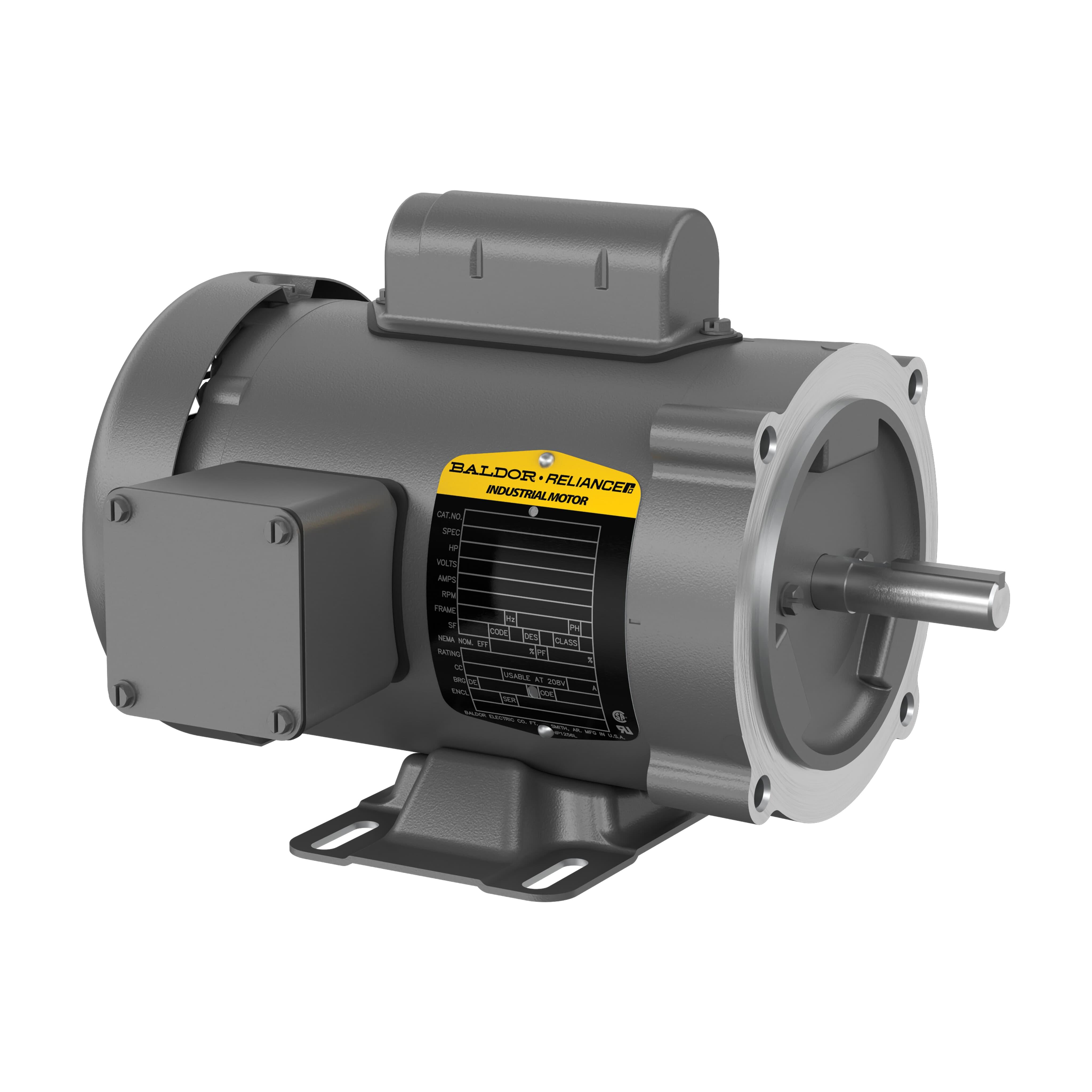 Baldor-Reliance CL3501 Type 3414L Continuous Duty AC Motor, TEFC Enclosure, 0.33 hp, 115/208/230 V AC, 60 Hz, 1 Phase, 56C Frame, 1725 rpm Speed, C-Face Foot Rigid Base Mount