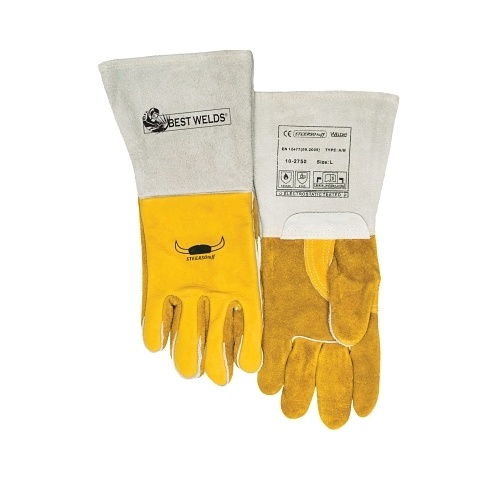 GLOVES WELDING L GR COWHIDE LTHR GLD