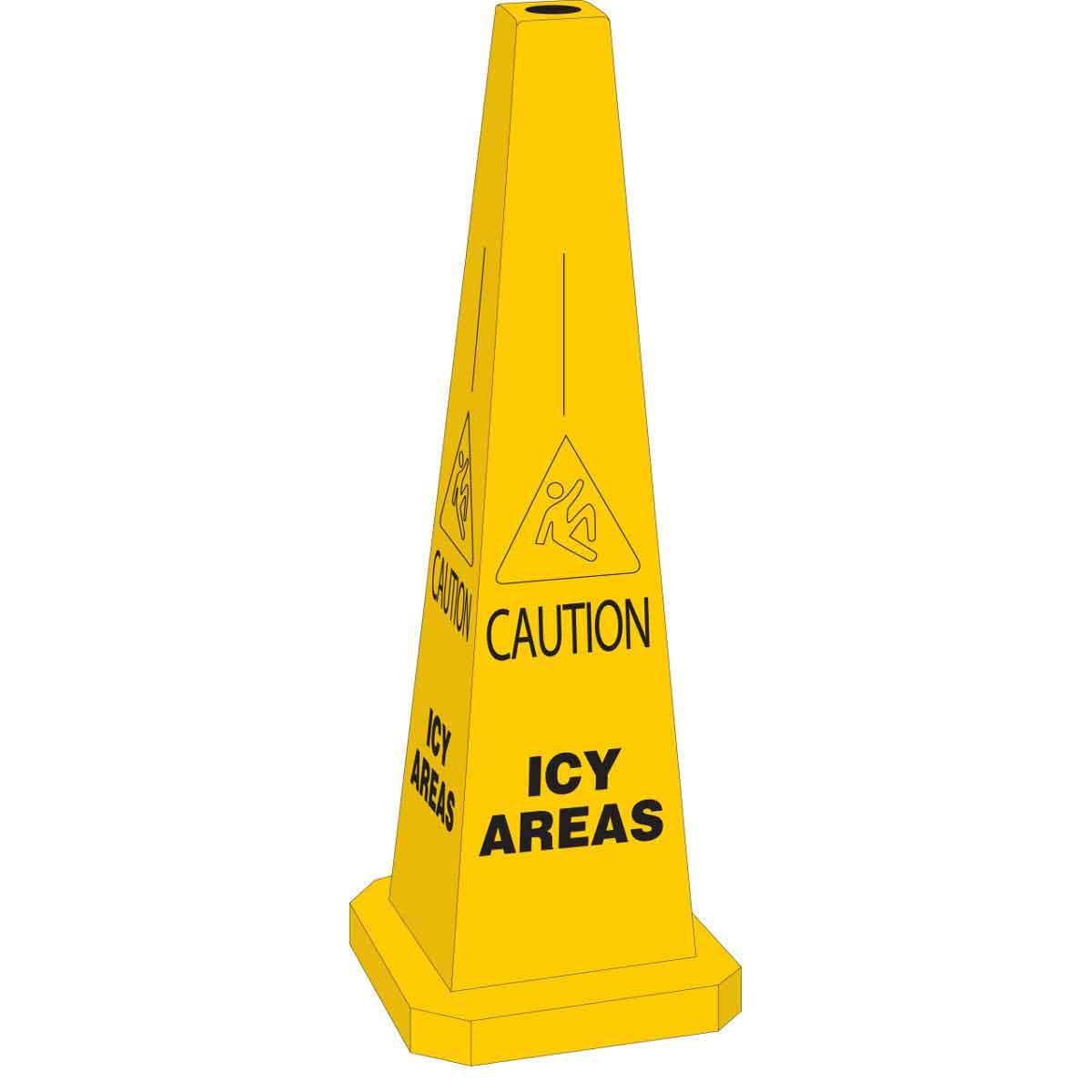 CONE WRN 35IN 12IN BK ON YEL PLSTC FL