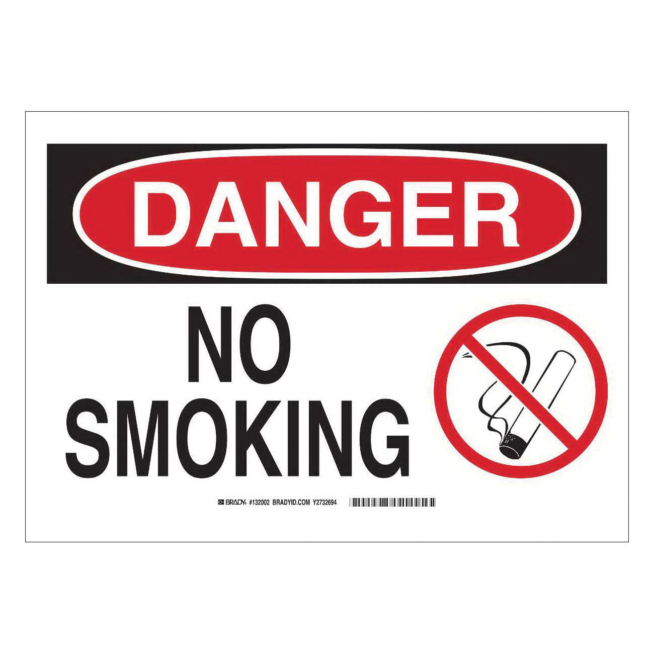 SIGN SMOKING NO DANGER 10IN 14IN TEXT