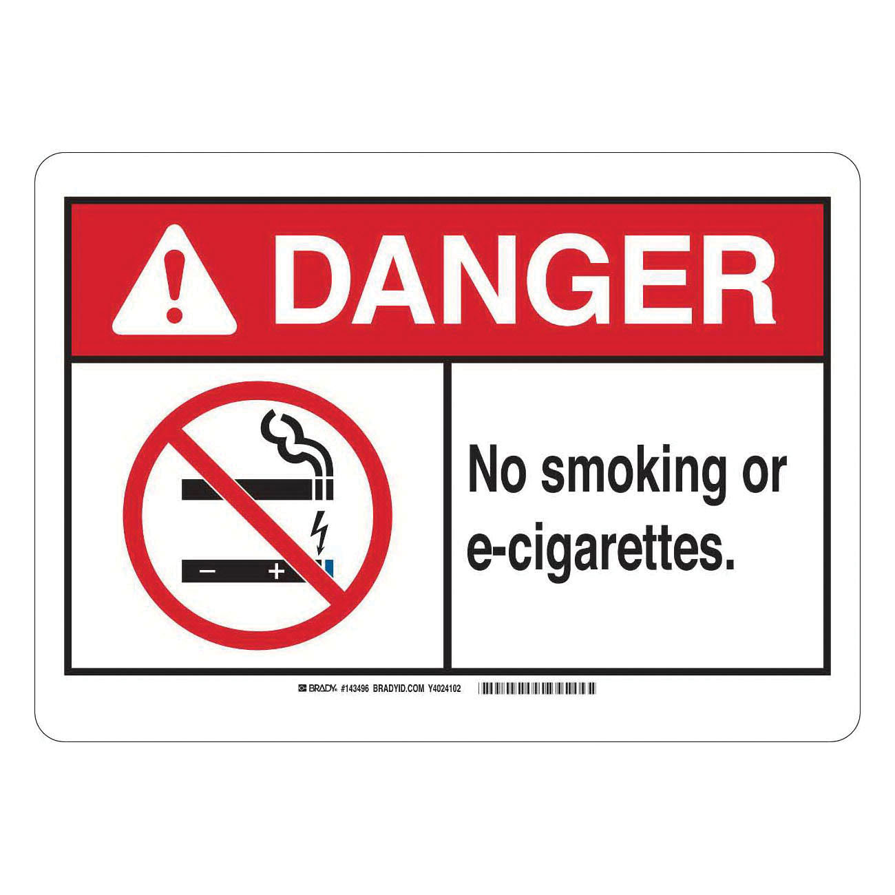SIGN SMOKING NO DANGER 10IN 14IN TEXT