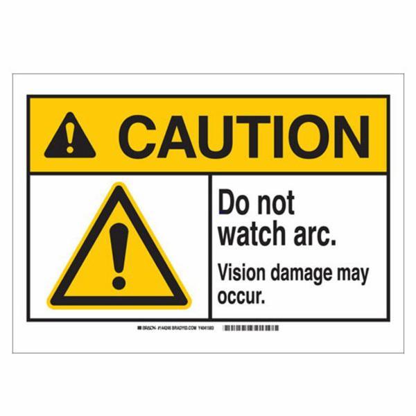 SIGN CAUT RECT 10IN 7IN BK/YEL ON WHT