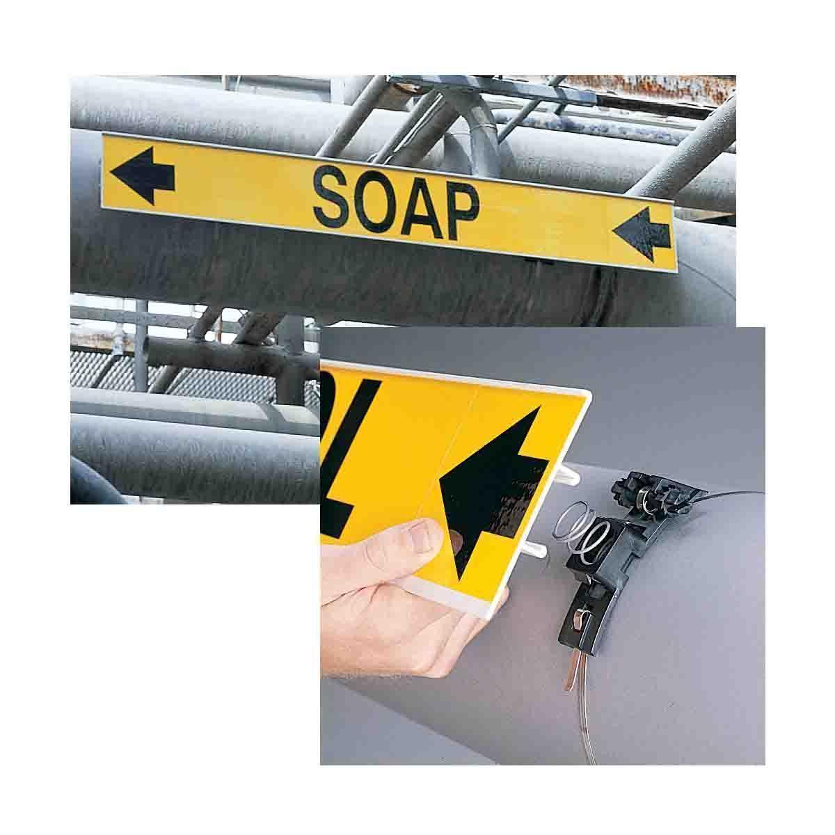 MARKER PIPE 4IN 24IN BK/GRN/YEL ON ORN