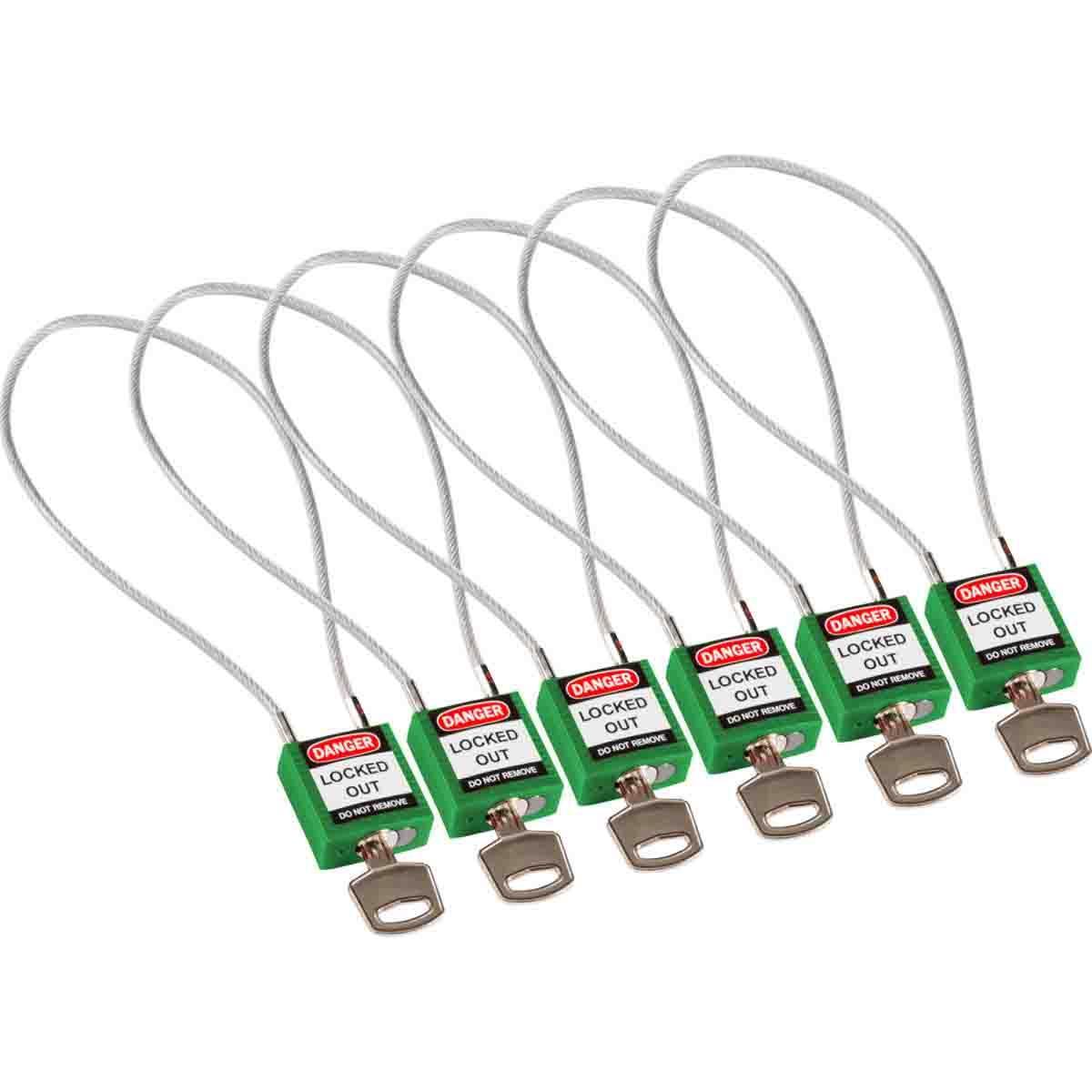 PADLOCK CBL ALIKE GRN NYL 0.16IN 40CM