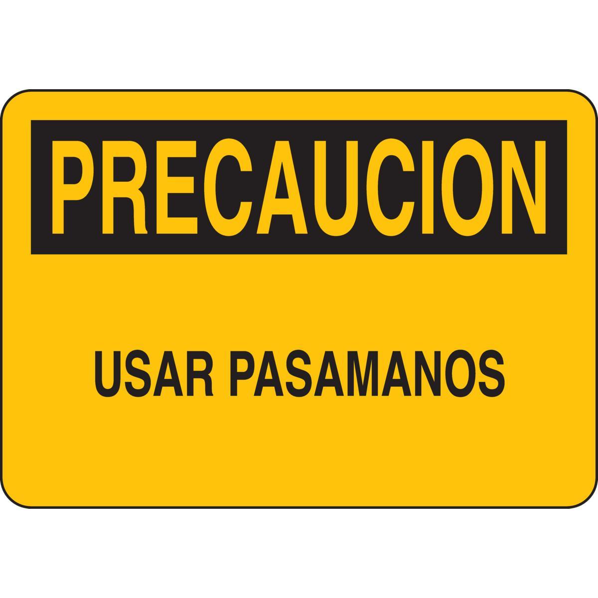 SIGN CAUT PRECAUCION 7IN 10IN BK ON YEL