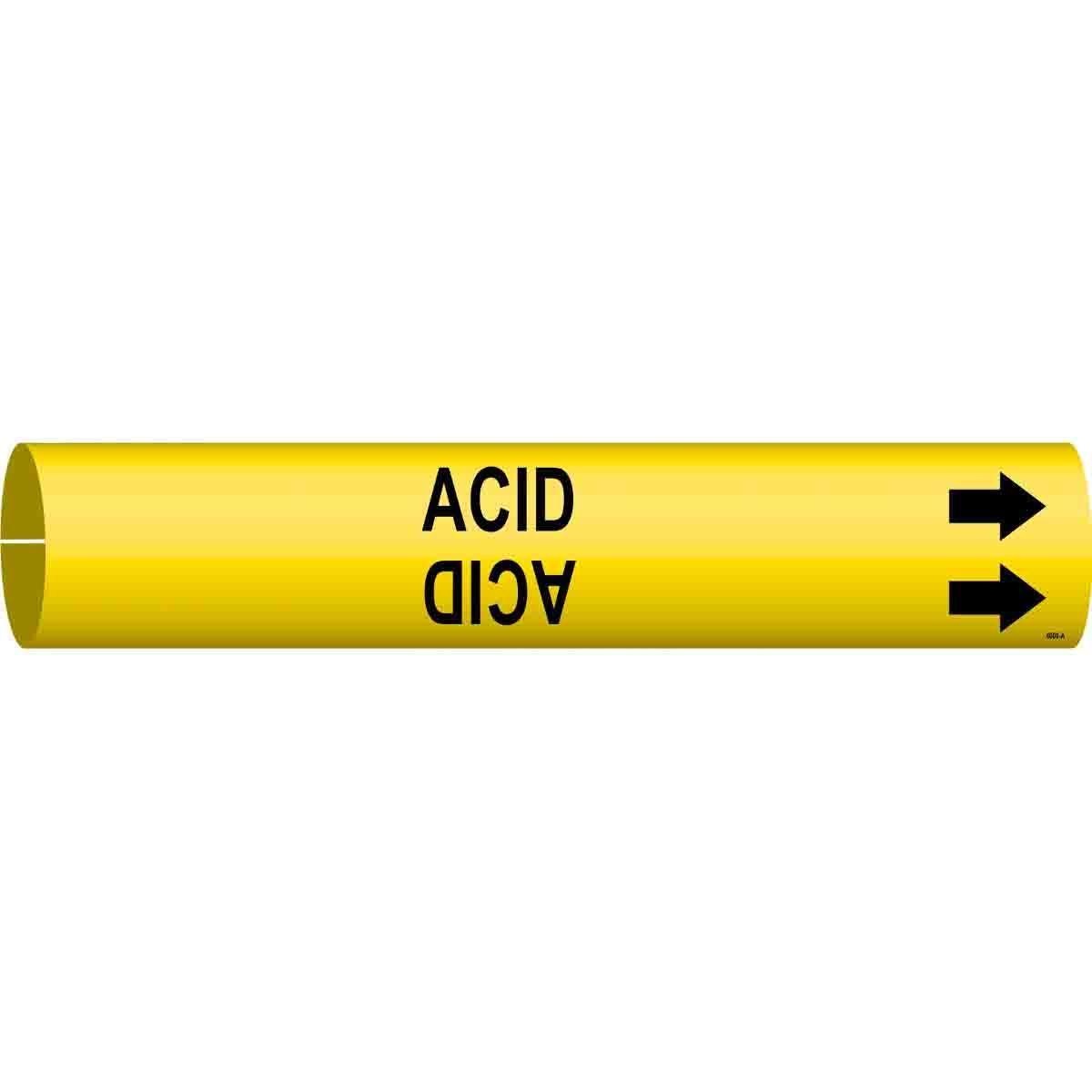 MARKER PIPE ACID W R ARROW SYM BK ON YEL