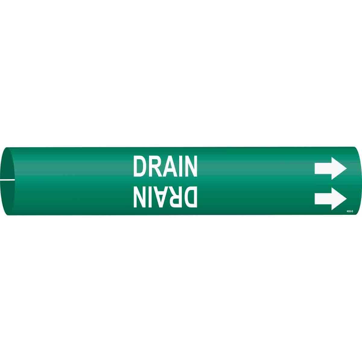 MARKER PIPE DR W R ARROW SYM WHT ON GRN