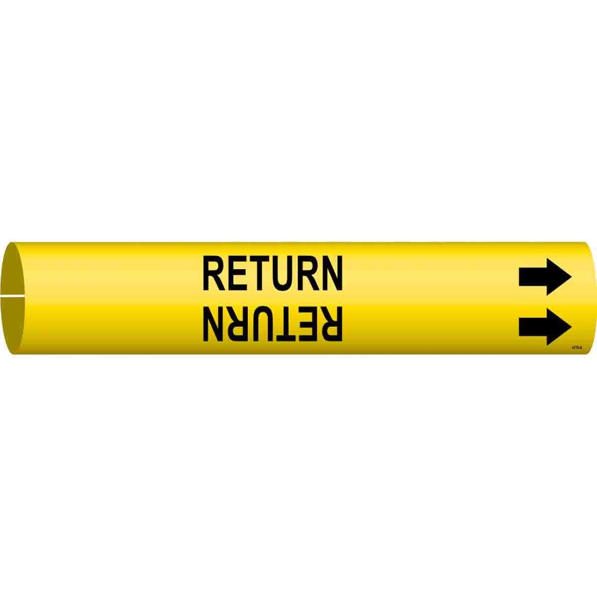 MARKER PIPE RTN W R ARROW SYM BK ON YEL
