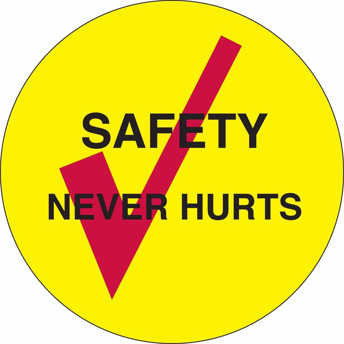 LABEL EMBLEM SAF NEVER HURTS BK/R ON YEL