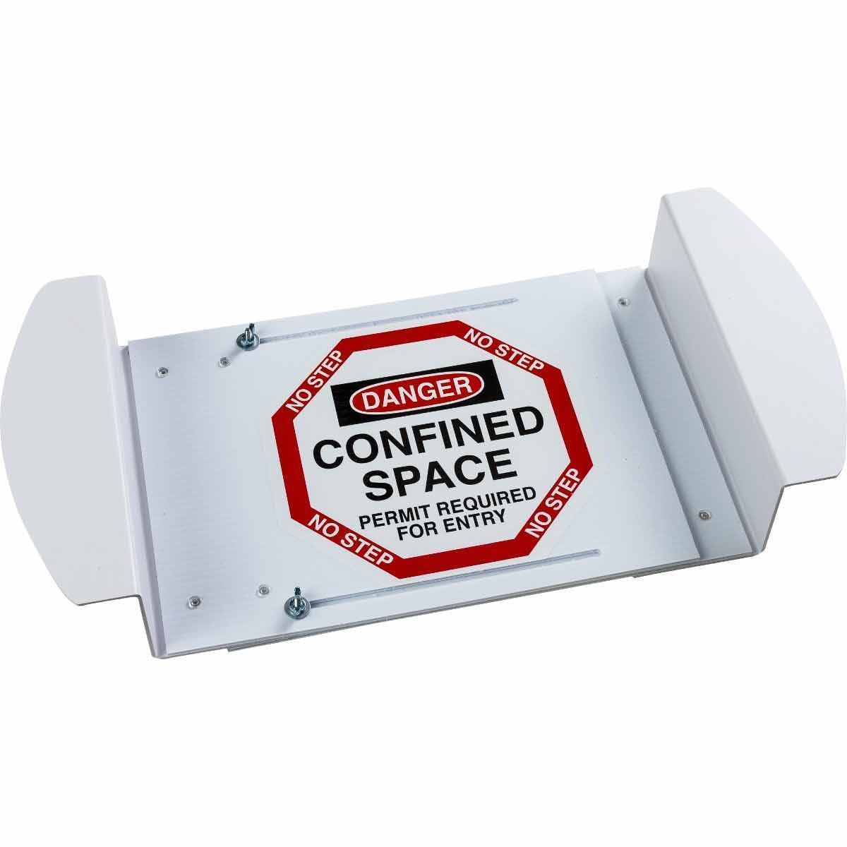 SIGN COVER MH 21IN 30IN BK/R ON WHT TEXT