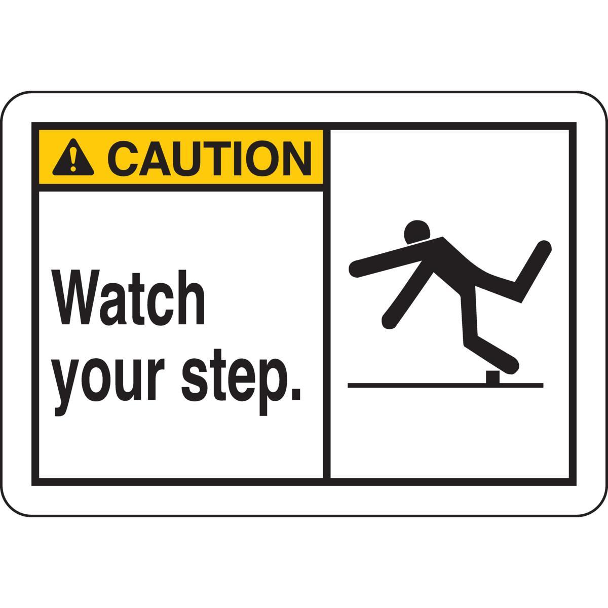SIGN CAUT RECT 10IN 14IN BK ON YEL