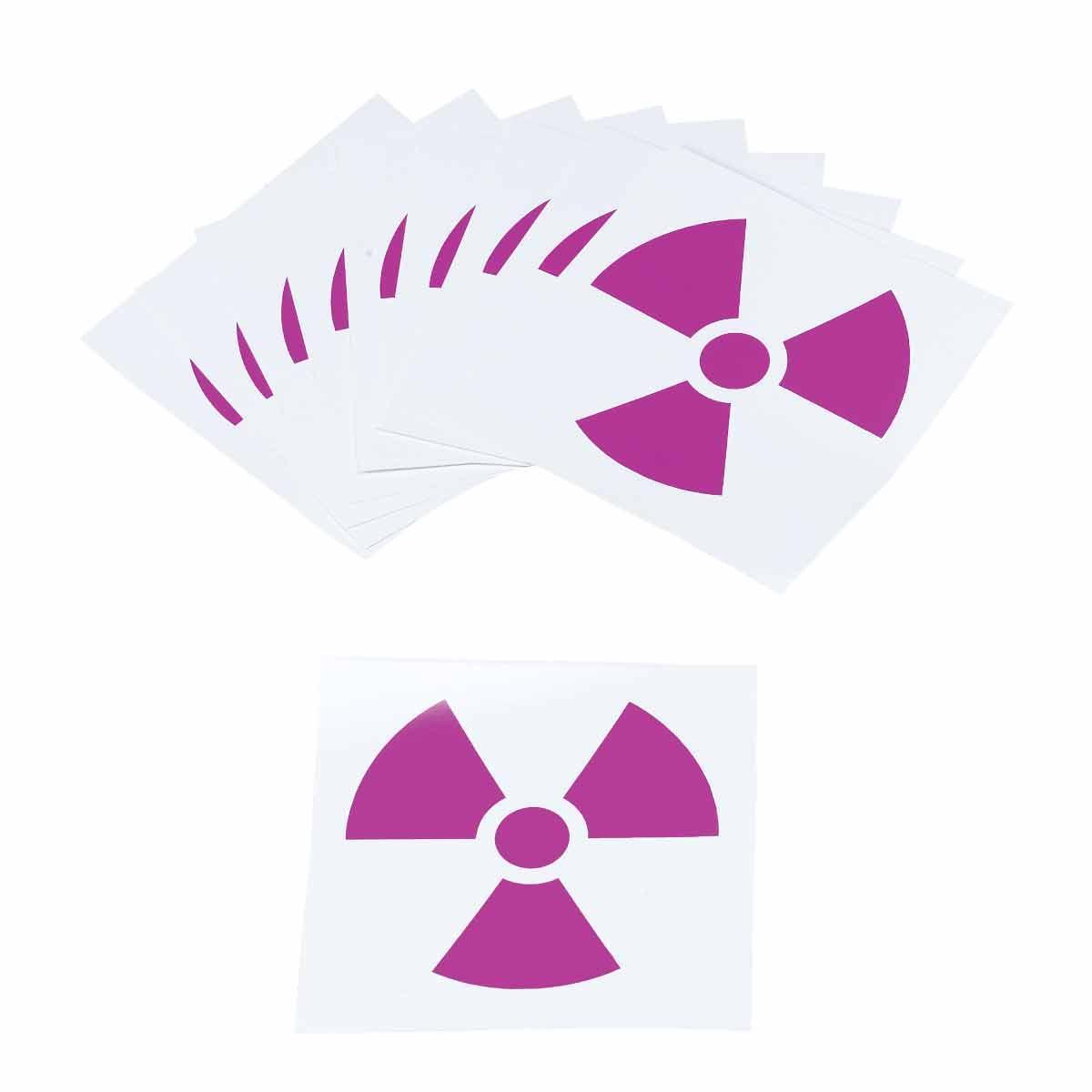 LABEL SYM HAZARD 4IN MAGENTA ON WHT