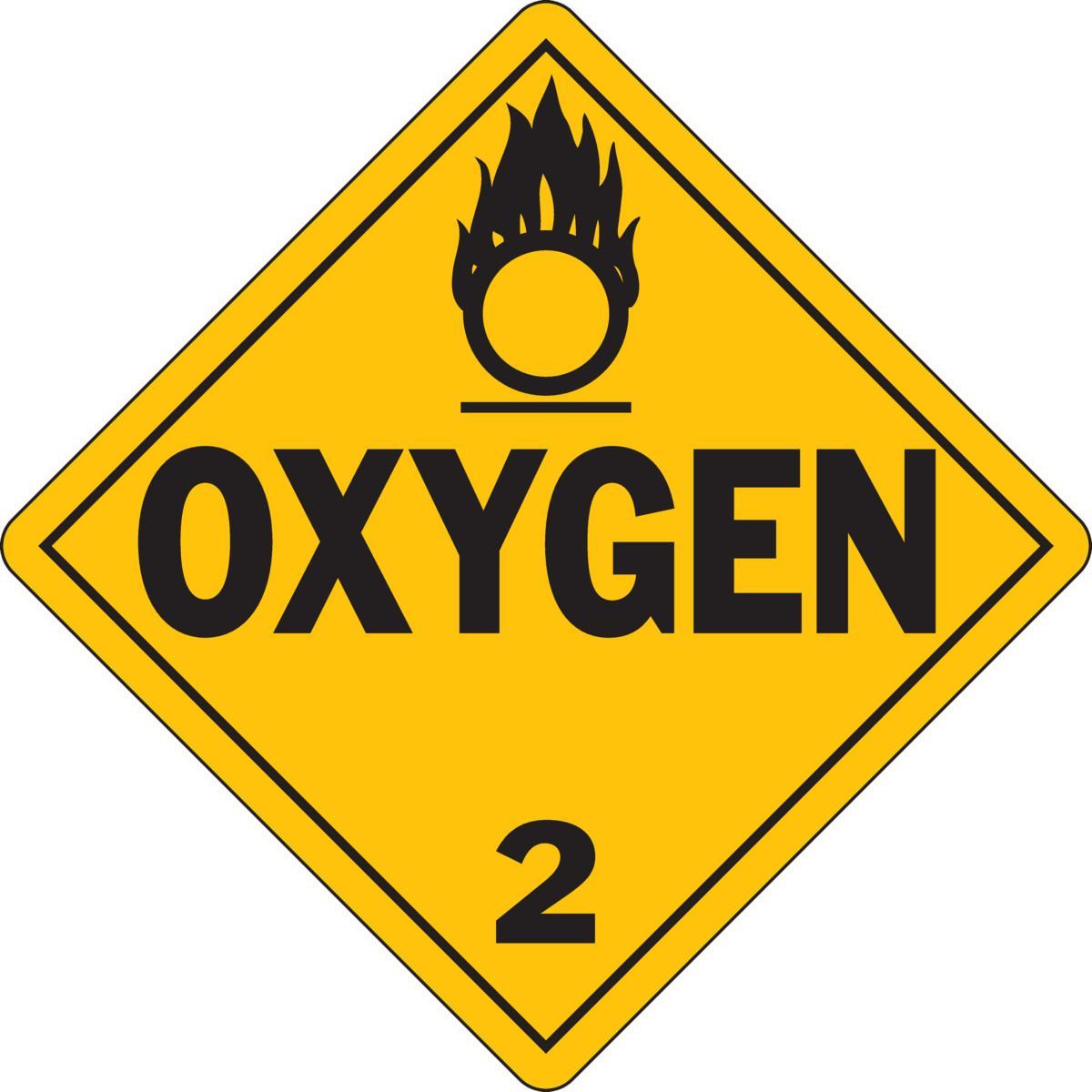PLACARD DOT VEH DMD OXY 2 BK ON YEL