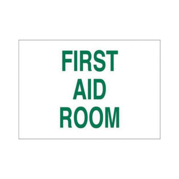 SIGN AID FIRST 7IN 10IN GRN ON WHT TEXT