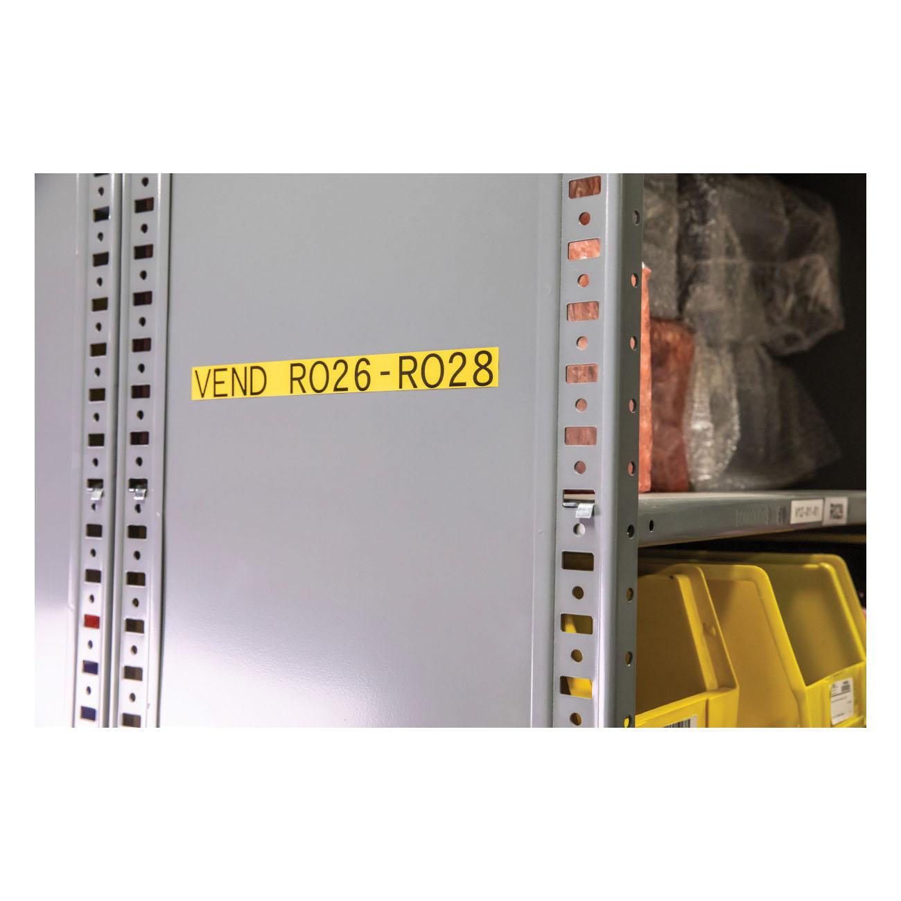 LABEL 1/2IN BK ON YEL B-595 VINYL