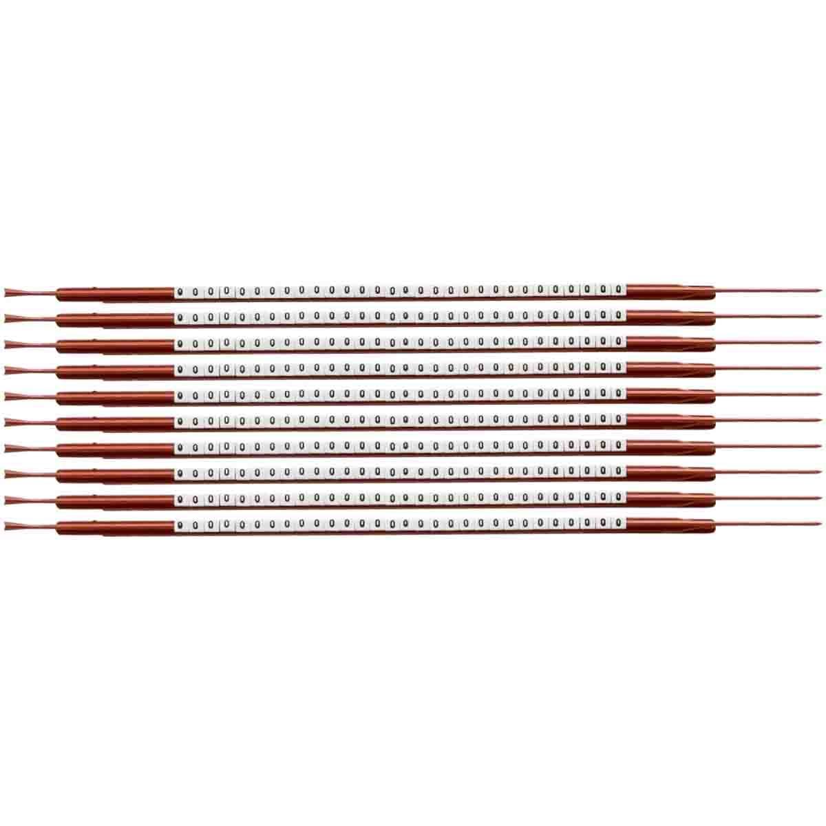 Brady® Clip-Sleeve™ SCN03-0 SCN Pre-Printed Wire Marker, 0.037 to 0.051 in Wire, 0 (zero) Legend, Black on White Legend, White Marker, Nylon