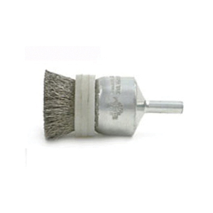 BRM BNS6ST06 Banded Standard Solid End Brush, 3/4 in Dia Brush, 0.006 in Dia Filament/Wire, Stainless Steel Fill, 7/8 in L Trim