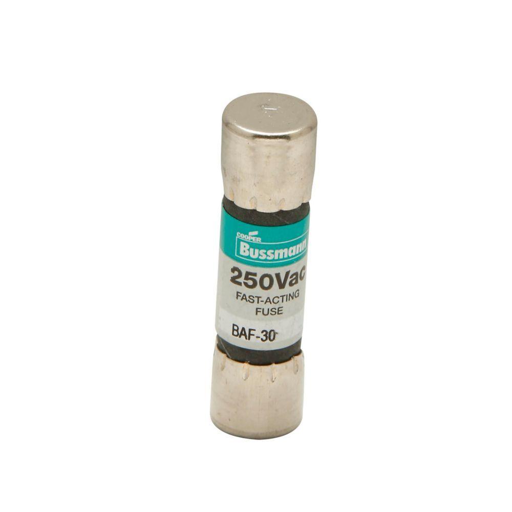 Bussmann BAF-30 Fast Acting Low Voltage Supplemental Fuse, 30 A, 250 V AC, 200 A Interrupt, Class: Supplemental, Cartridge Body