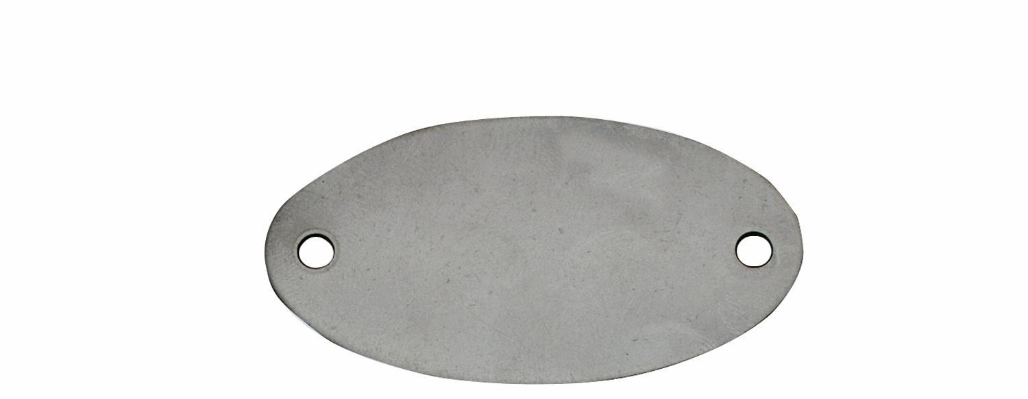 TAG BLK OVAL 2-1/16IN 1-5/32IN 20GA SST