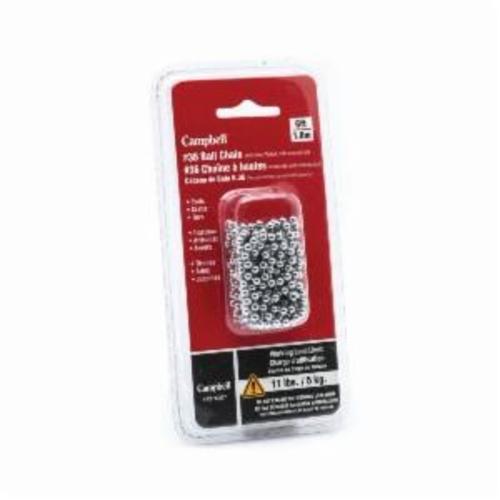 Campbell® C0713627 Ball Chain With (2) Connectors, #36 Trade, 0.142 in Ball Dia, 6 ft L