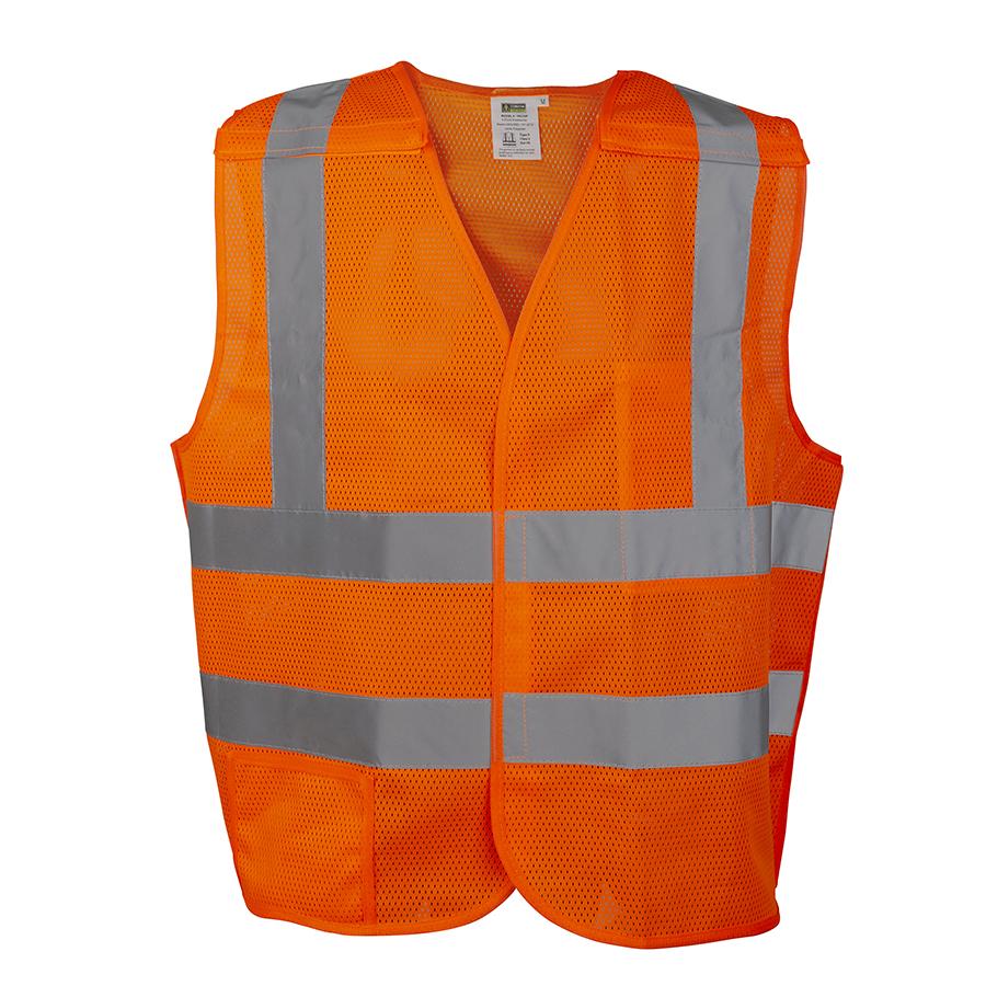 COR-BRITE® VB230P2XL VB230P Type R Safety Vest, 2XL, Orange, Polyester Mesh, Hook and Loop Closure, 2 Pockets, ANSI Class: Class 2