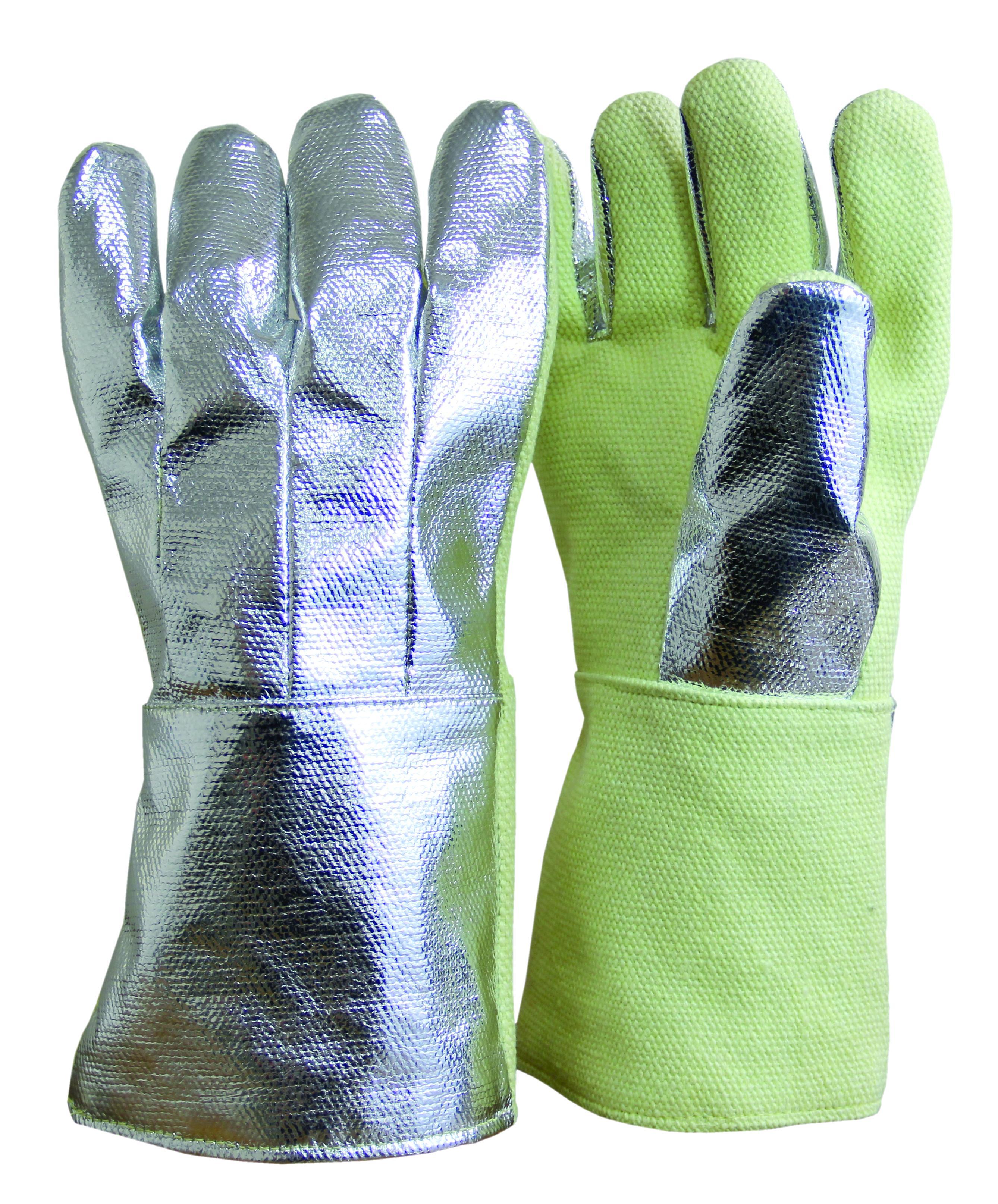CPA 234-AKV-KV Combination High Heat Gloves, Aluminized Kevlar® Aramid Blend, Silver, Wool Lining, 14 in L, Resists: Abrasion, 600 deg F Max