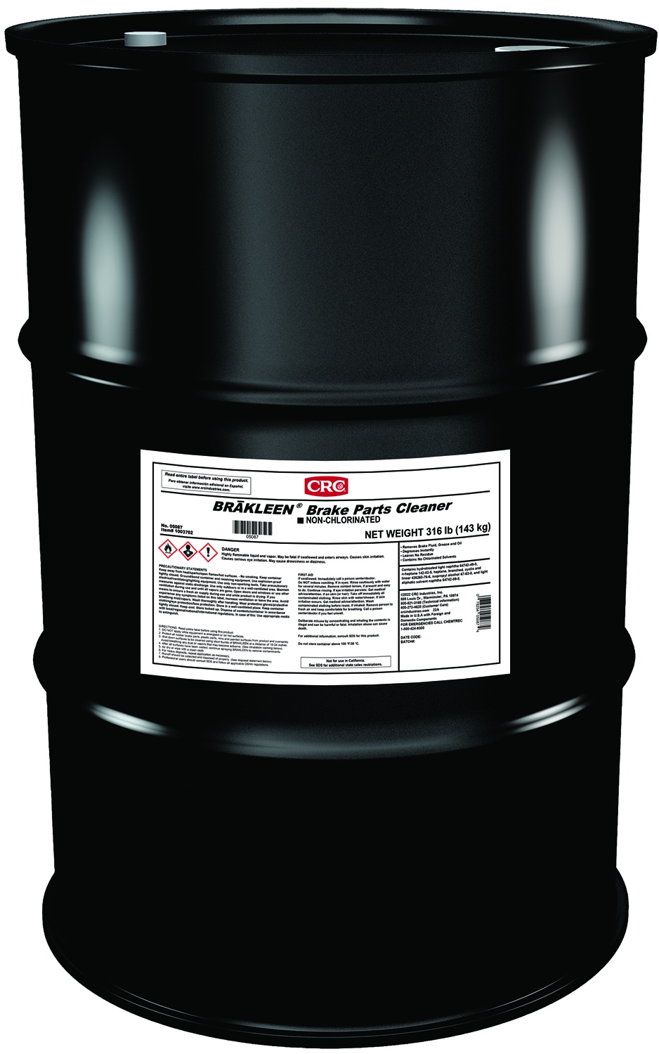 CLEANER PARTS BK 55GAL DRUM SLVT CLEAR