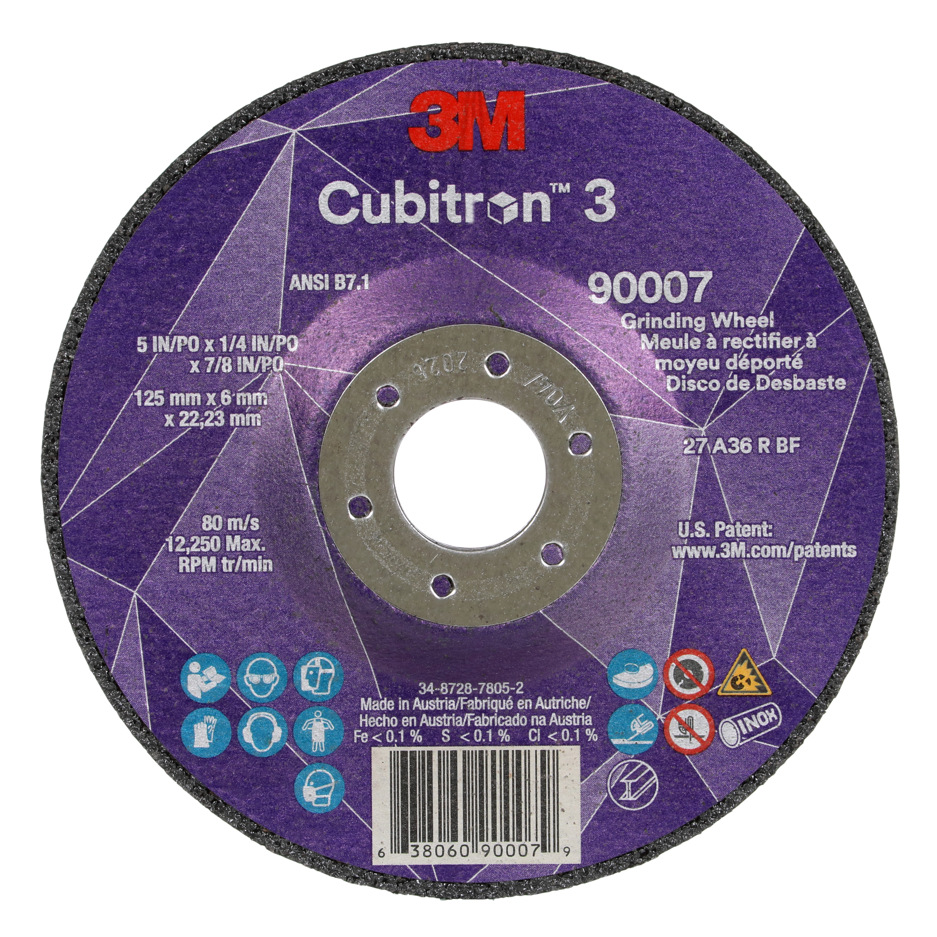 DEPRESSED CTR WHL 5IN 0.25IN 0.875IN 36+