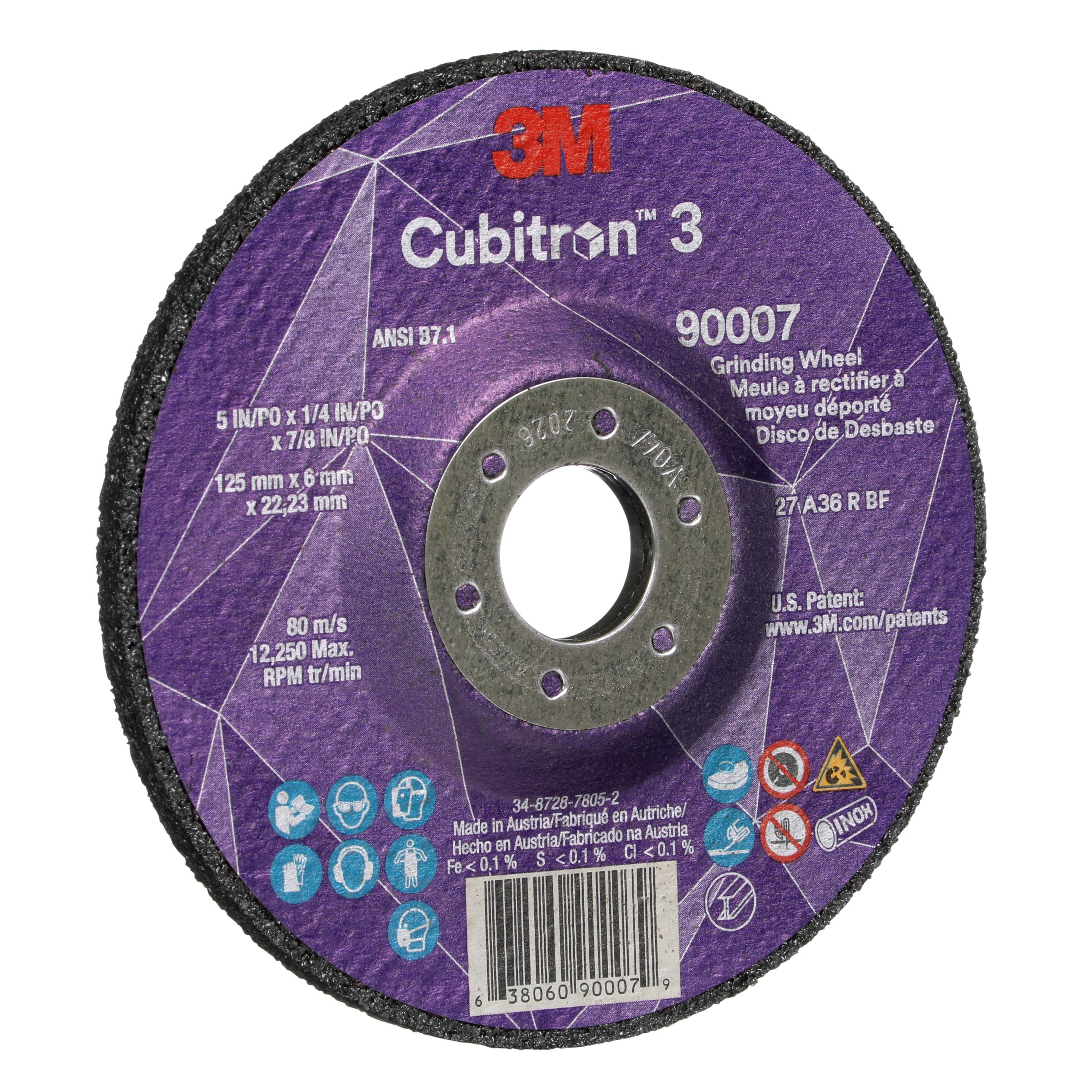 DEPRESSED CTR WHL 5IN 0.25IN 0.875IN 36+