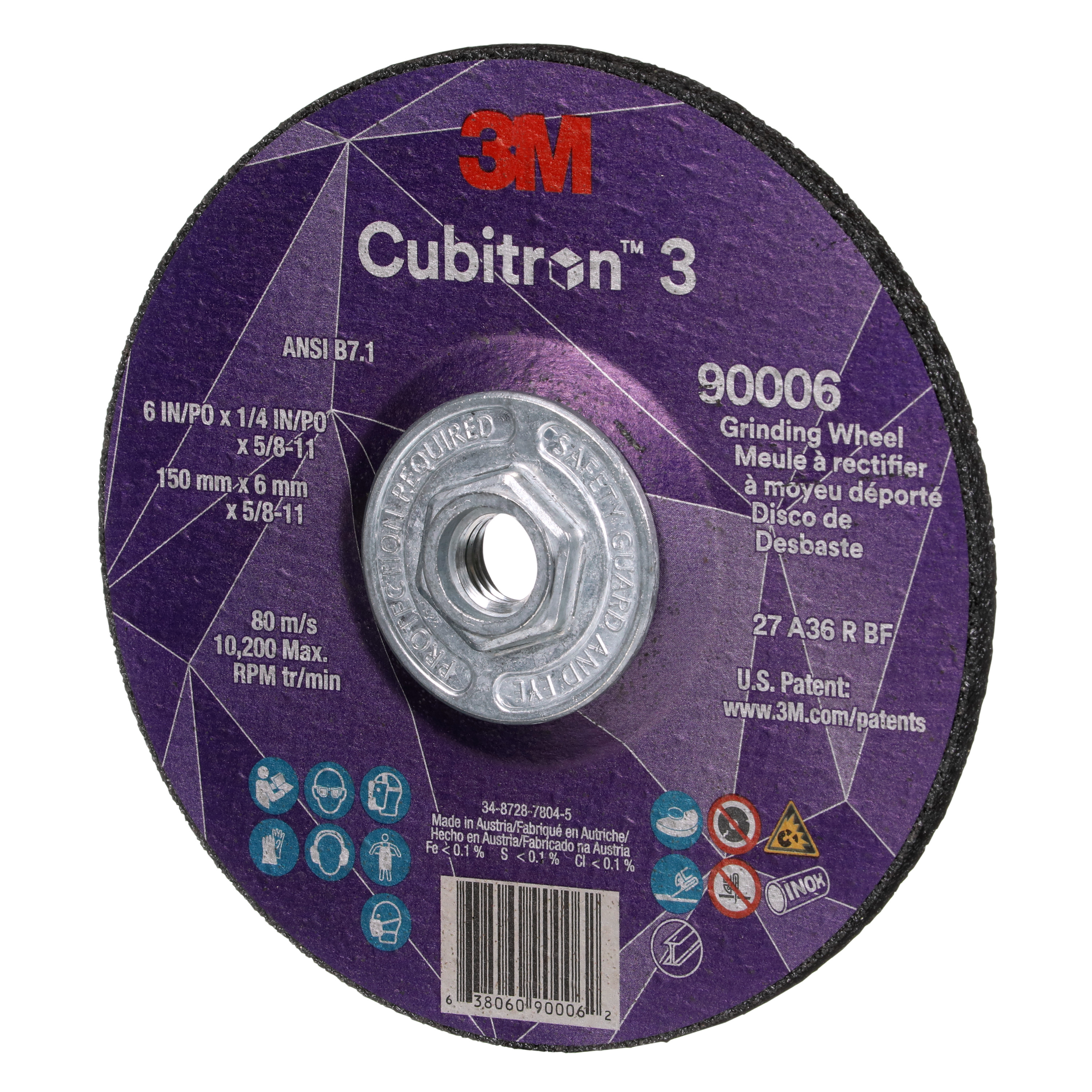 DEPRESSED CTR WHL 6IN 0.25IN 36+
