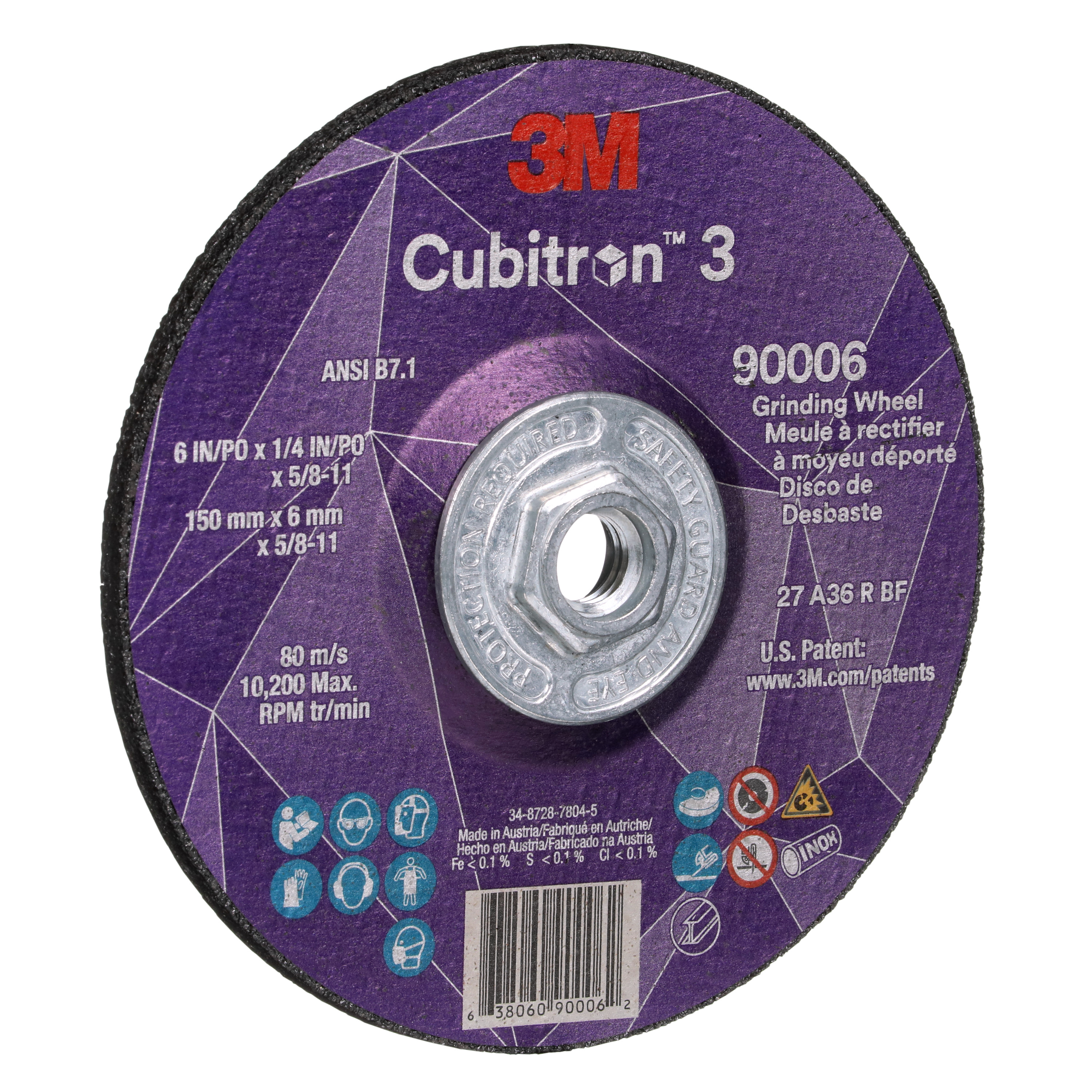 DEPRESSED CTR WHL 6IN 0.25IN 36+