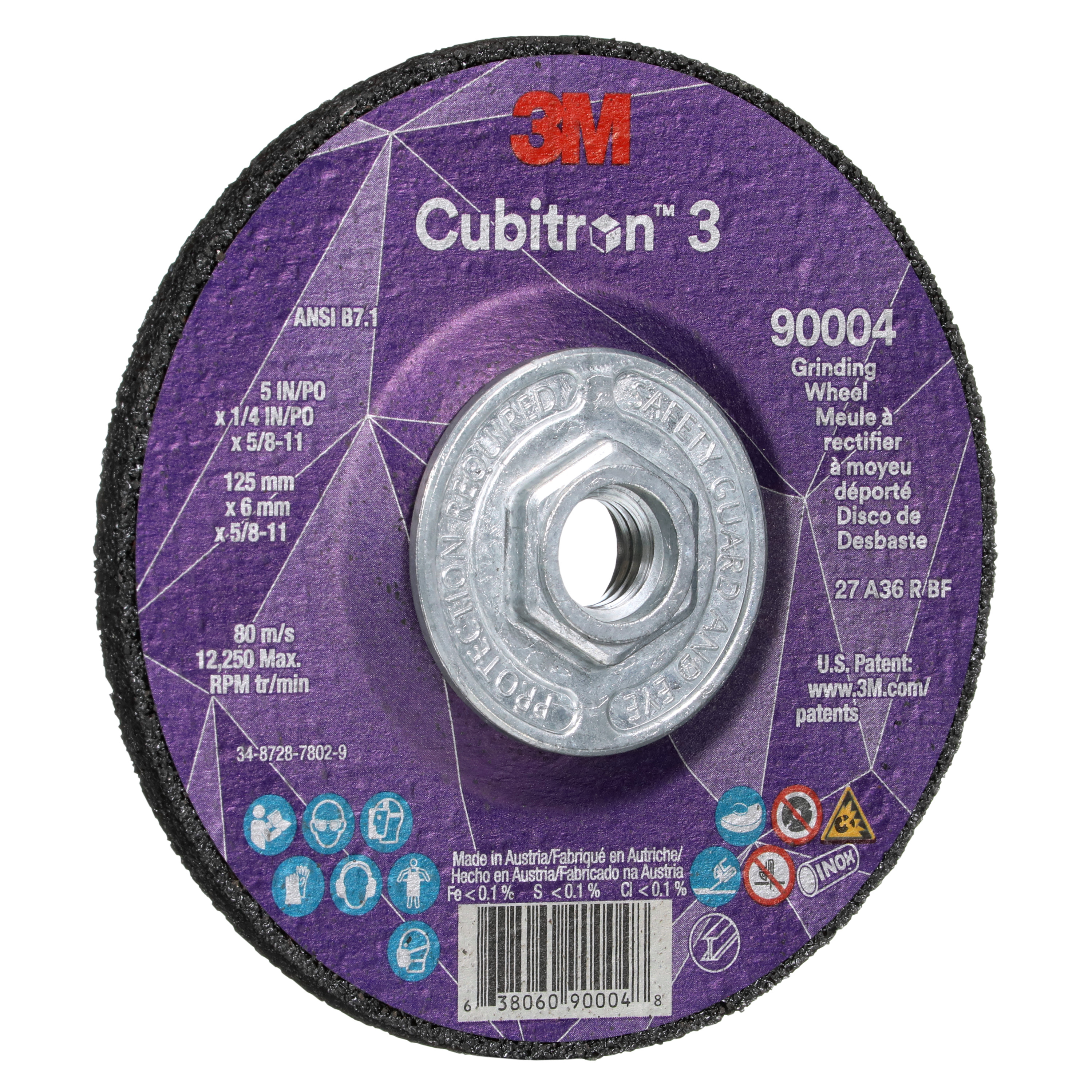DEPRESSED CTR WHL 5IN 0.25IN 36+