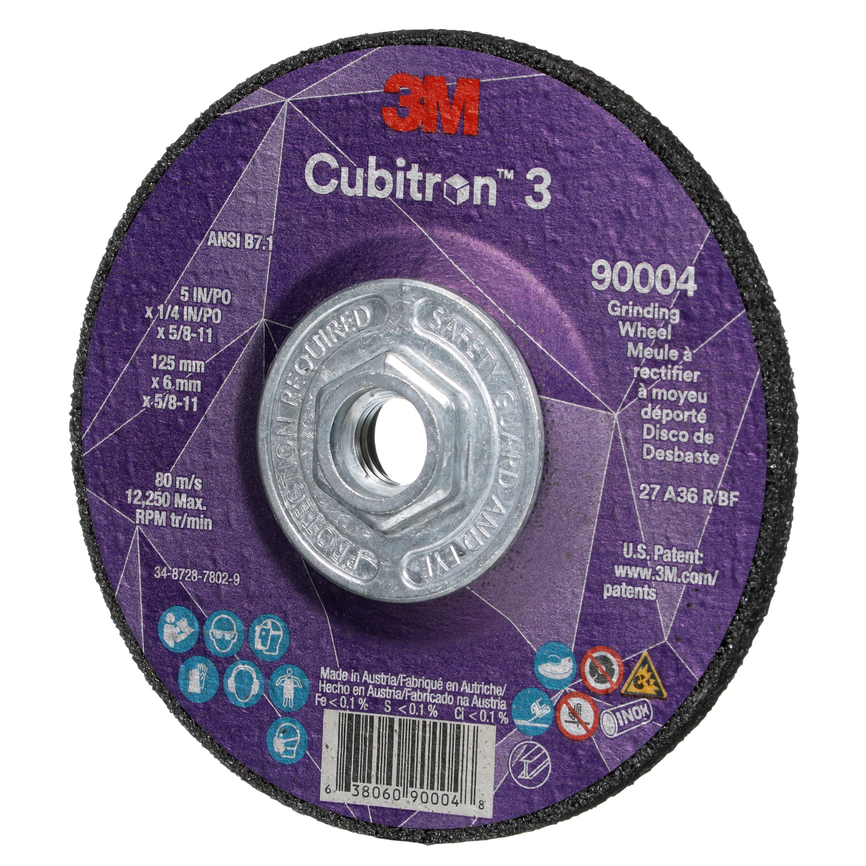 DEPRESSED CTR WHL 5IN 0.25IN 36+