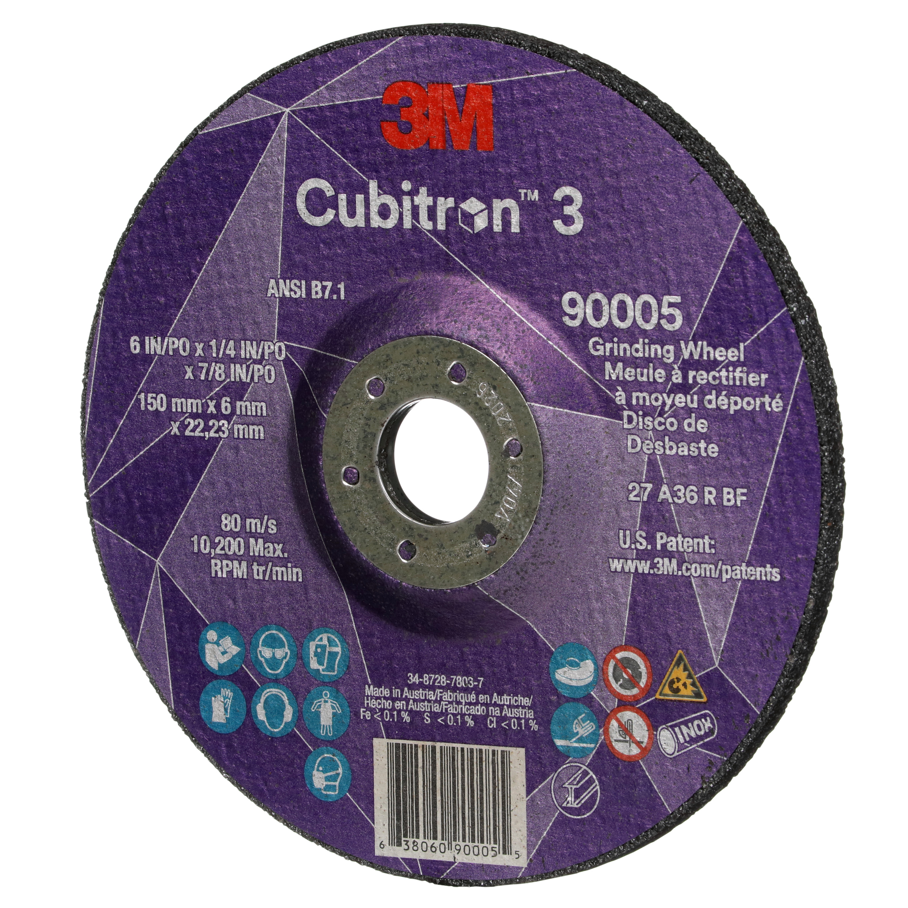 DEPRESSED CTR WHL 6IN 0.25IN 0.875IN 36+