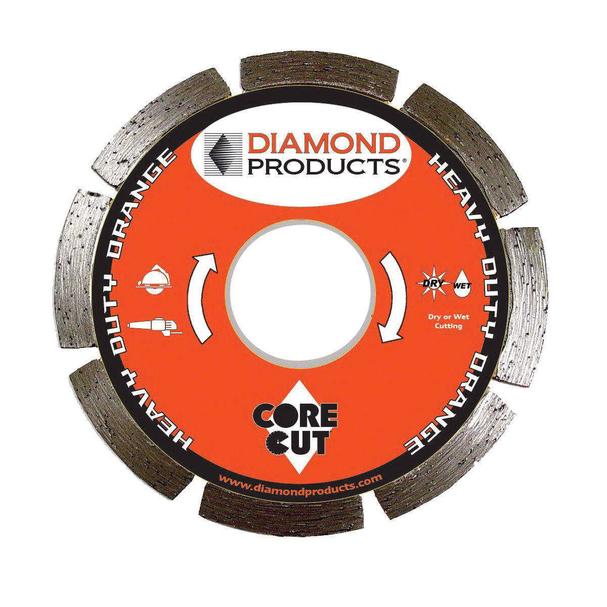 Diamond Products 11268 Heavy Duty Segmented Small Diameter Diamond Blade, 7 in Dia Blade, 0.08 in W Cutting, 7/8 in Arbor/Shank, Dry/Dry Cutting, 0.22 in D Diamond