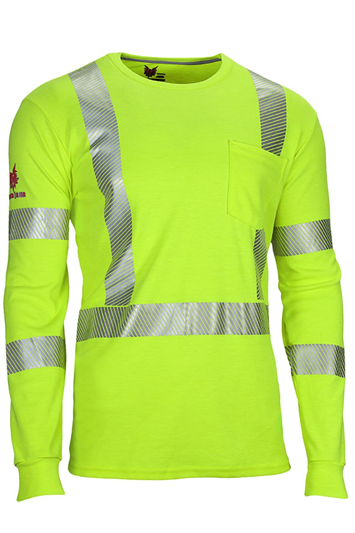 DRIFIRE®FR TEEY2LSPC32X Dual Hazard High Visibility Long Sleeve T-Shirt, 2XL, Fluorescent Yellow, Modacrylic/Rayon/Aramid