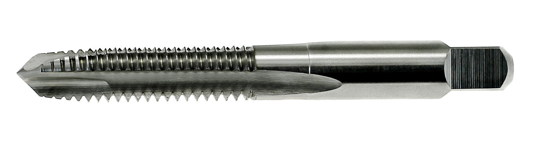 Drillco 213A008CP 2103 Spiral Point Tap, Right Hand Cutting, Oversized #8-32 Thread, Plug Chamfer, 2 Flutes, Bright, HSS