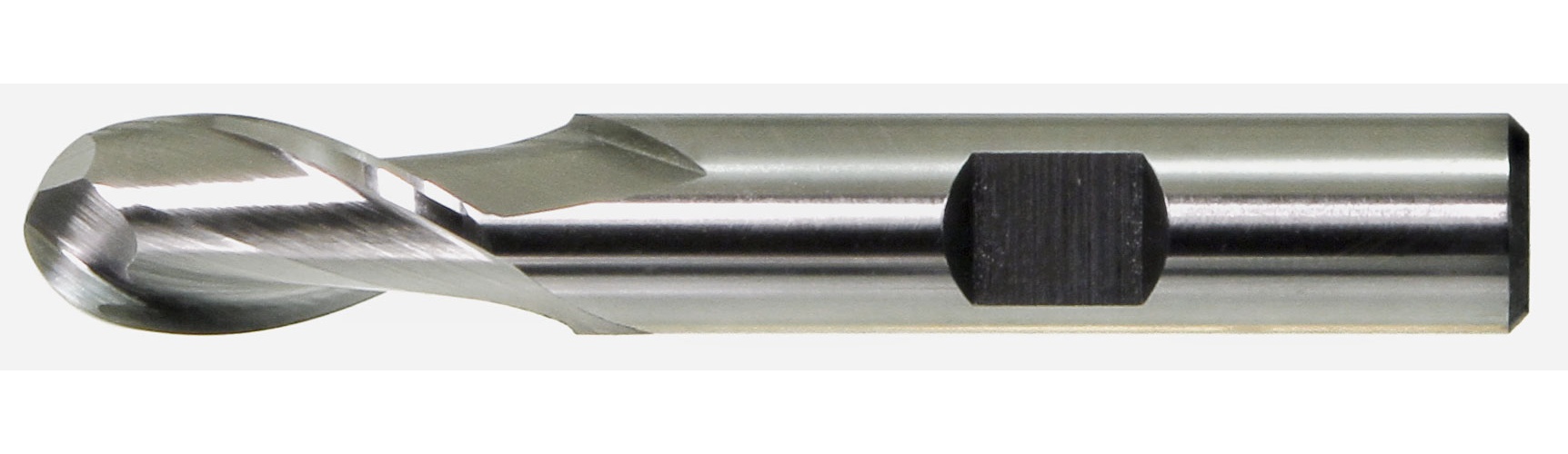 Drillco 640A108A 6400A Center Cutting Imperial Regular Length Single End Ball Nose End Mill, 1/8 in Dia Cutter, 3/8 in Length of Cut, 2 Flutes, 3/8 in Dia Shank, 2-5/16 in OAL, Bright