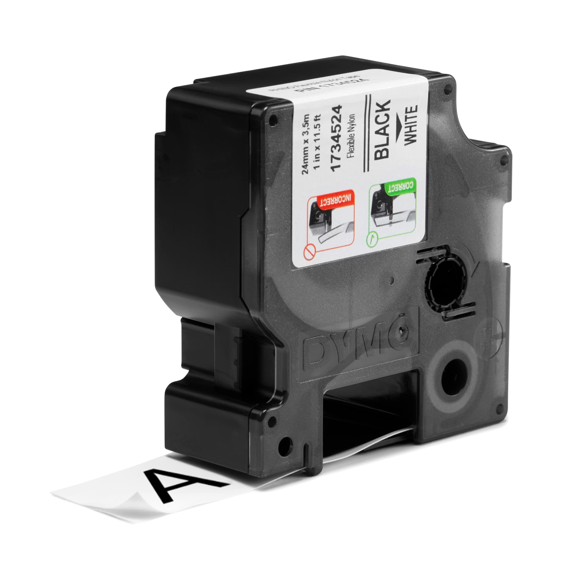 DYMO® 1734524 Electrical Label Tape, 1 in W, White, Nylon