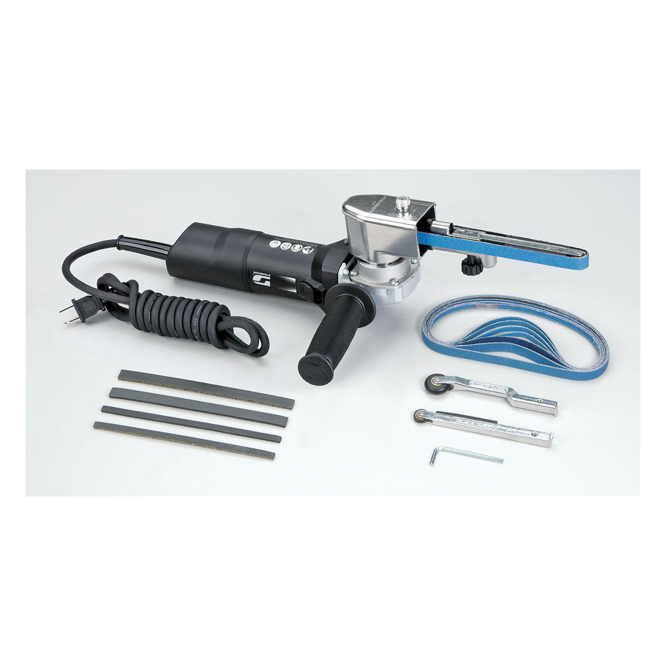 Dynabrade® Dynafile® II 40611 Abrasive Belt Machine Versatility Kit, 18 to 24 in L x 1/8 to 3/4 in W Belt, 120 V AC