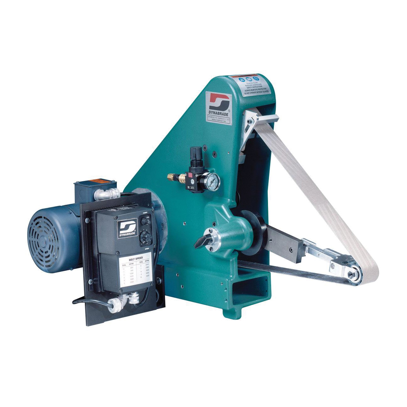 Dynabrade® 64862 3-Wheel Stack Action Variable Speed Versatility Grinder, 72 in L x 1/4 to 2 in W Belt, 3 hp
